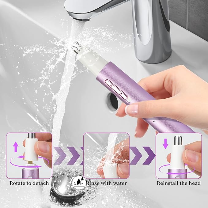2025 Rechargeable Nose & Ear Hair Trimmer, Dual-Edge Blade Electric Clipper for Women Men, Facial & Eyebrow Hair Removal Tool, Powerful Motor, Painless, Easy to Clean (Multicolor)