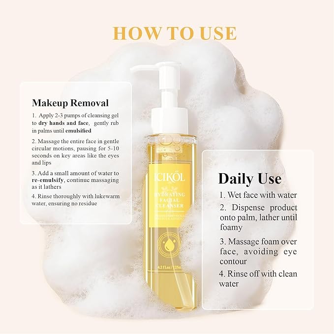 Hydrating Face Wash, Light Makeup Remover Facial Cleanser with Ginseng Centella for Dry and Sensitive Skin, Gentle Daily Foaming Cleansing Gel for Women Men, Alcohol Fragrance Free, 125ml