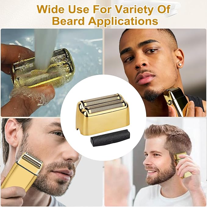 Replacement Foil and Cutter Head - Compatible with Baby*liss Foil Shaver，Double Foil Shaver Replacement Head, Compatible with BaBy*lissPRO trimmer Barberology FXFS2 Electric Razors(Gold)