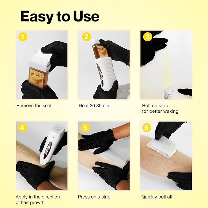 Roller Wax Kit Roll on Wax Kit for Hair Removal Women Men Professional at Home Soft waxing Depilatory for Legs Armpit Milk