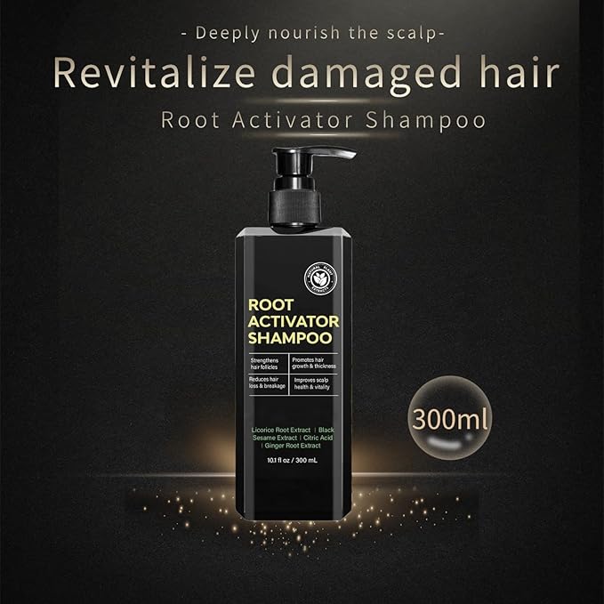 Root Activator Shampoo for Men and Women, 10.1 fl oz/ 300 ml Hair Regrowth Shampoo, Natural Herbal Formula for Men and Women.