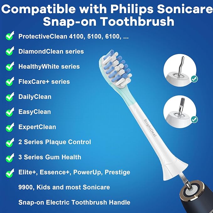 Replacement Heads for Philips Sonicare ProtectiveClean 4100 5100 6100 DiamondClean 9500 ExpertClean 7500 FlexCare HealthyWhite Electric Sonic Toothbrush C3 G3 W3 C2 G2, White&Black, 6 Pack