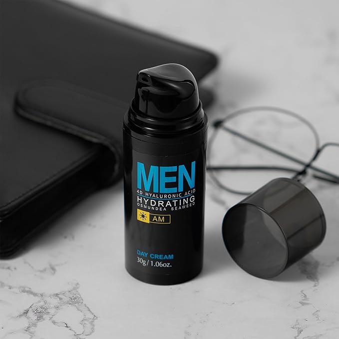 Men Hydrating Day Cream, Daily Moisturizer with 4D Hyaluronic Acid, Oil Control, Firm & Lift Hydrating Cream for Face & Body, Reduce Fine Lines, Strengthen Skin Barrier, 1.06 fl.oz.