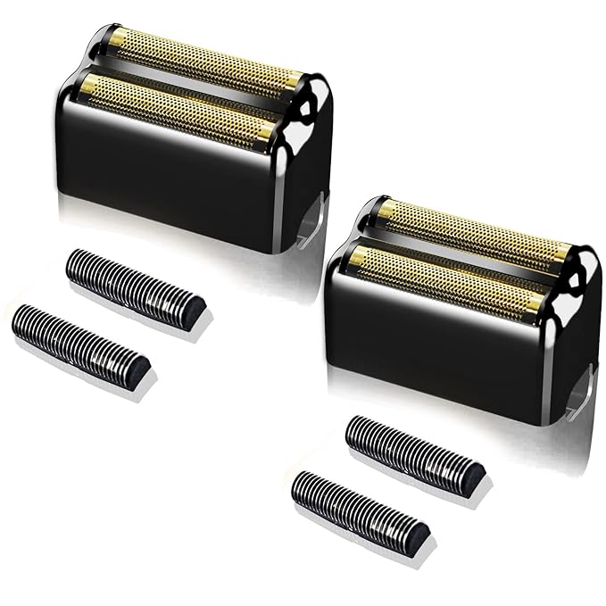 Black Replacement blades Foil and Cutters Compatible with BaBylissPRO Barberology FXFS2 Shaver foil Replacement Heads(2 pack ）