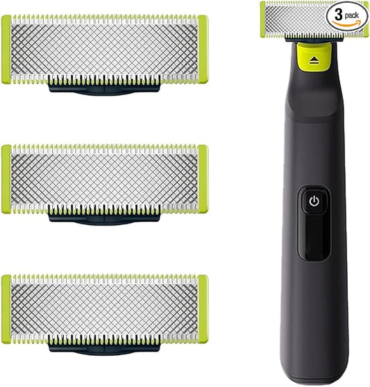 Set of 3 Replacement Blades for OneBlade – Upgraded Stainless Steel Blades Compatible with OneBlade Electric Trimmer & Shaver