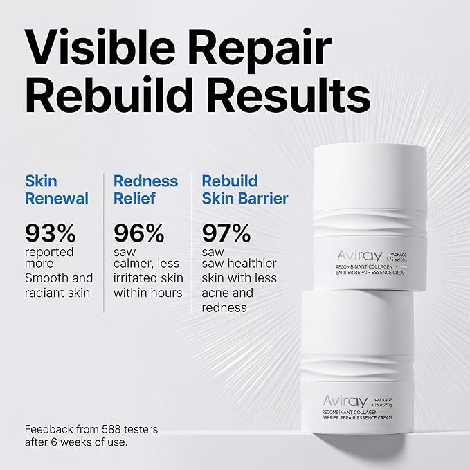Recombinant Collagen Face Cream - Barrier Repair Moisturizer Cream with Panthenol Centella Licorice Complex for Hydrating Soothing Strengthening for Women & Men for Sensitive Skin V3-50G