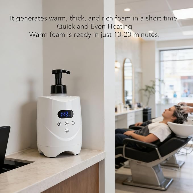 Hot Lather Machine for Shaving Fast Even Heating Professional Shaving Foam Warmer for Home Salon Barber Shop with 2 500ml Foam Bottle for Men (US Plug 110V)