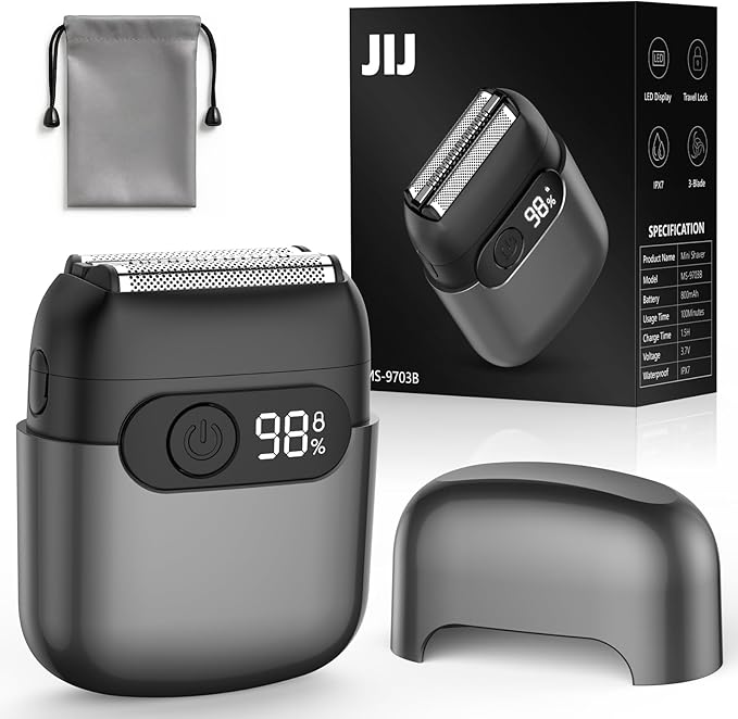 Foil Shavers for Men - Mini Electric Razor with 3 Floating Blades, Smart LED Display, Traver Lock, IPX7 Waterproof Wet/Dry Shaving for Face & Beard, USB-C Fast Chage for Travel Home, Gift for Men