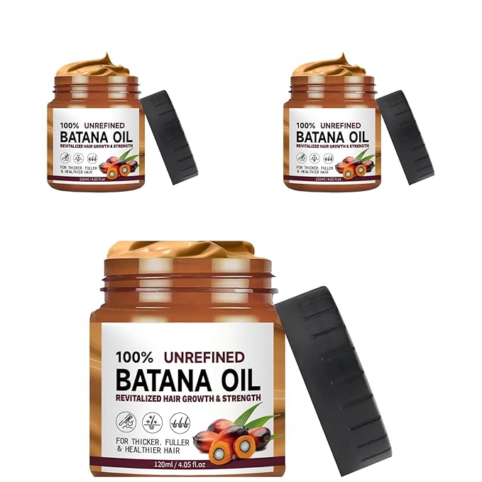 Batana Oil Hair Growth Cream Conditioner – Organic Natural Formula from Honduras for Thicker, Fuller Hair – Promotes Growth & Helps Prevent Hair Loss for Men & Women,3PCS
