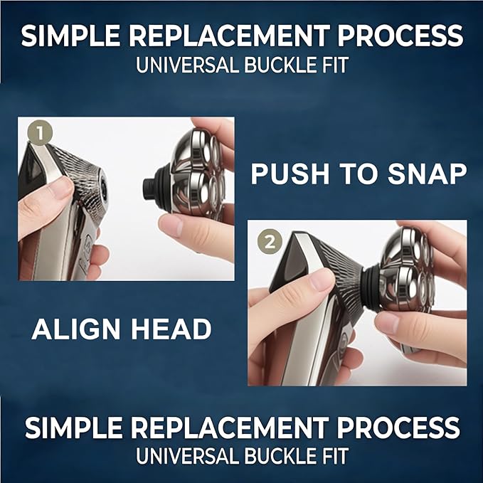 2Pack Fit for SHPAVVER Replacement Heads,7 Blade Floating Head Fit for Cyruzi Replacement Head,Compatible with SHPAVVER/Cyruzi Head Shavers for Bald Men,Magnetic IPX7 Waterproof Shaver Heads.