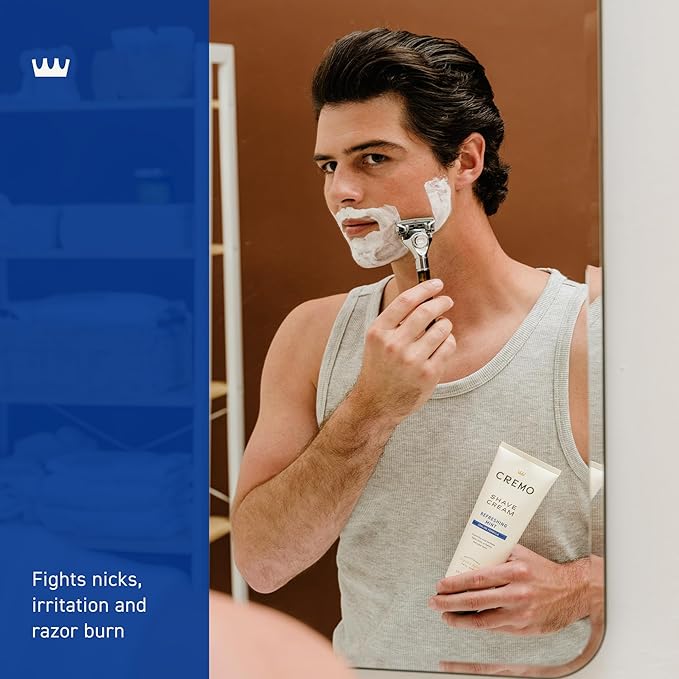 Cremo Barber Grade Cooling Shave Cream,Astonishingly Superior Ultra-Slick Shaving Cream Fights Nicks,Cuts And Razor Burn,6 Fl Oz,WHITE,(Pack of 4)