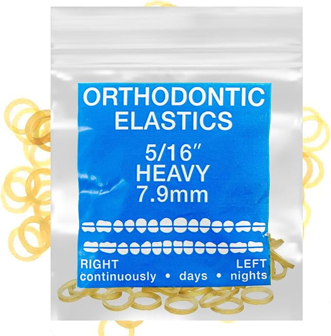 Amber Latex 100 counts, Intraoral Elastic Bands Orthodontic Elastics Dental Rubber Bands Made in US Heavy 5/16'', Amber Latex