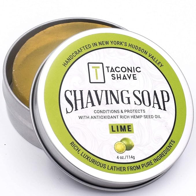 Taconic Shave Shaving Soap – Lime Scent – Dense, Slick Lather for Classic Wet Shaving – Brush & Bowl Lathering – Protective Cushion & Glide – Made in the USA