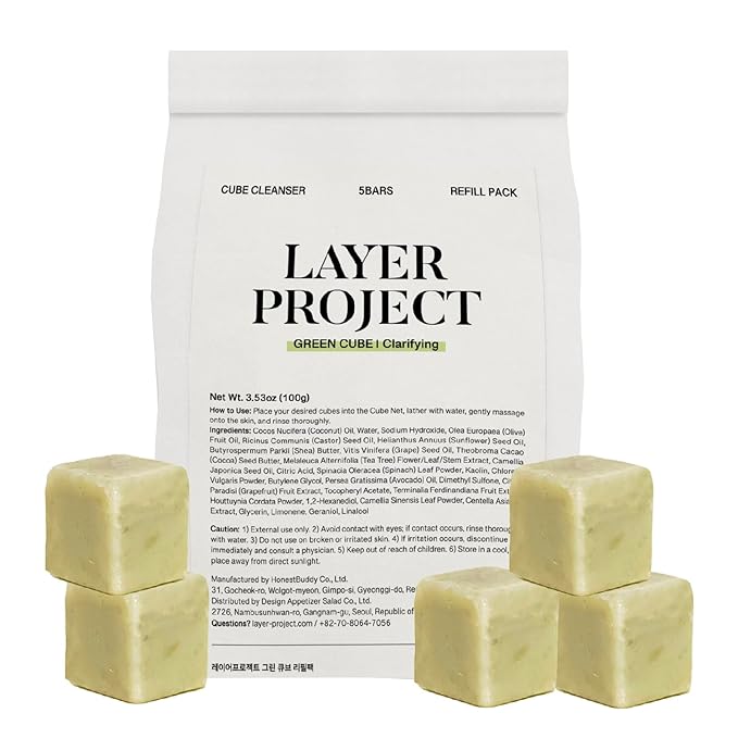 Clarifying Bar Soap Refill – Gentle Cleansing for Oily & Acne-prone Skin – Korean Skincare, Plant-based, Sulfate-free – For Men & Women I 3.53oz (5 Bars)
