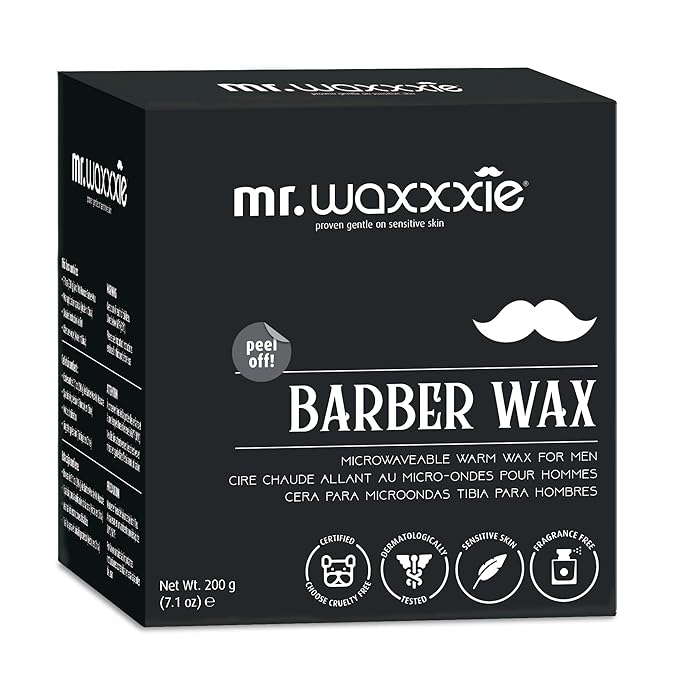 Mr Waxxxie Microwaveable Barber Wax 6.7 fl oz - Men's Hair Removal Beard Wax to Tidy up Edges and Remove Stray Hairs
