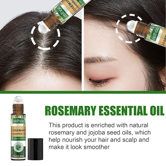 Rosemary Hair Care Gift Set with Essential Oil, Spray, Roller for Hair Growth, Repair, Protection, Natural Nourishing Treatment, 4.92x1.45x3.77 Inch