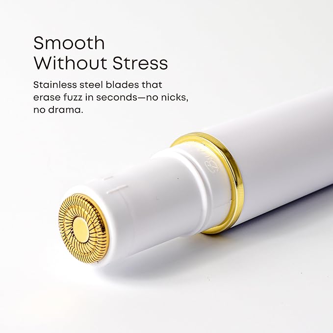 Bushbalm Touch-Up Trimmer for Face - Painless Facial Hair Remover for Peach Fuzz & Fine Hairs - Waterproof Cordless Rechargeable Grooming Tool with LED Light - Frankie