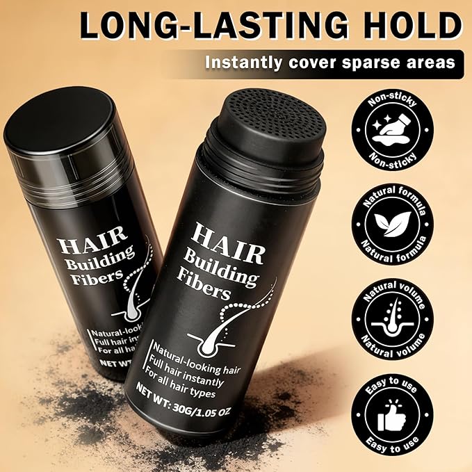 Hair Fibers for Thinning Hair for Men & Women Hair Building Fibers Instant Cover Up & Volume Instantly Hair Filler - 01 Black