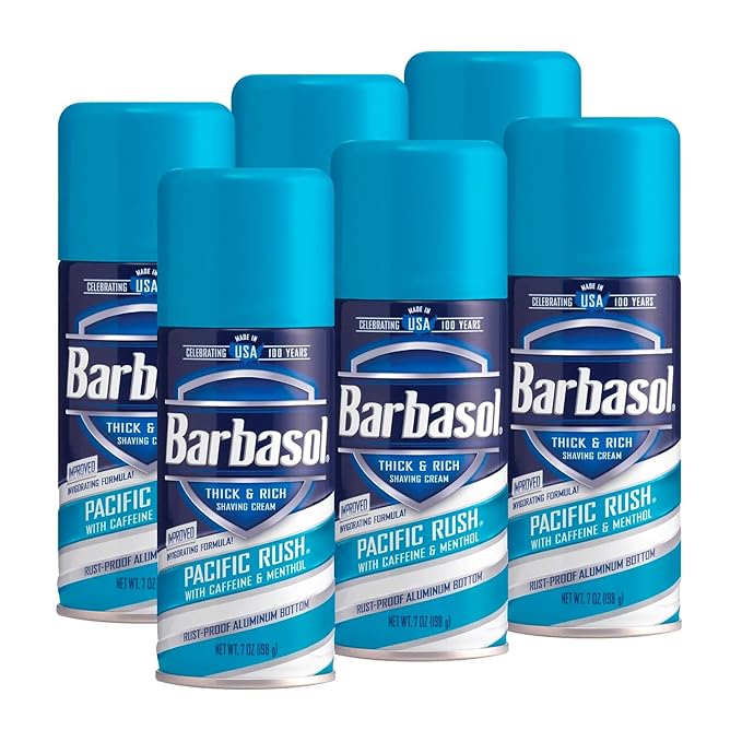 Barbasol Pacific Rush Thick and Rich Shaving Cream, 7 Ounce, Pack of 6