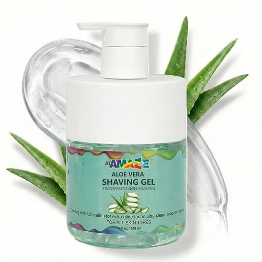 Aloe Vera Shaving Gel for Men & Women – Transparent Shave Gel with Aloe Vera, Natural Moisturizing & Cooling Shave Gel for Sensitive Skin, Smooth Razor Glide, Non-Foaming.
