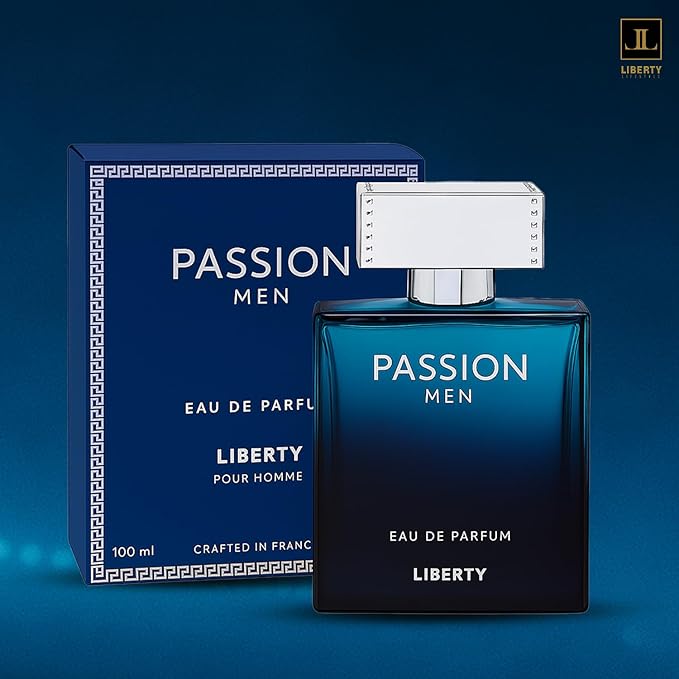 Liberty Luxury Passion Eau De Parfum for Men, Long Lasting Bold Spicy Scent Designed in France, Masculine Cologne That Draws Compliments, Perfume for mens, men's fragrances, Gift for Him 100ml 3.4Oz
