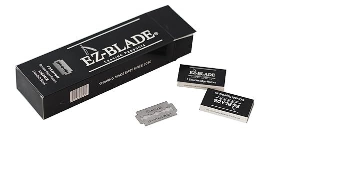 EZ BLADE Double Edge Razor Blades. 100 Count For Straight Razor Or Safety Razor