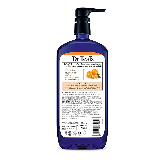 Dr Teal's Body Wash with Pure Epsom Salt, Daytime/Nighttime with Vitamin C & Sleep Blend, 24 fl oz (Pack of 2)