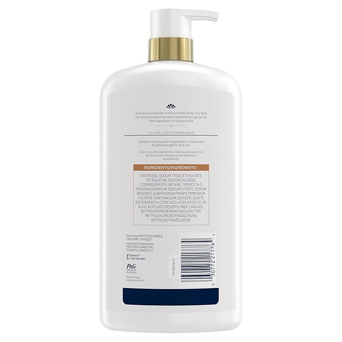 Ivory Body Wash, Deeply Moisturizing, 24hr Nourishing Hydration, Soothes Itchy Dry Skin, Made with Shea Butter Blend, Free of Dyes Heavy Perfumes Parabens & Phthalates, Vanilla Scent, 27 oz