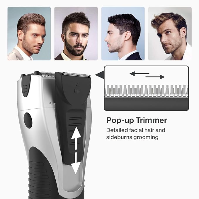 YASUN Foil Shaver - Electric Razor, Wet/Dry IPX7 Waterproof, Pop-up Beard Trimmer, Cordless Rechargeable Mens Razor - YS5800 Silver & Black