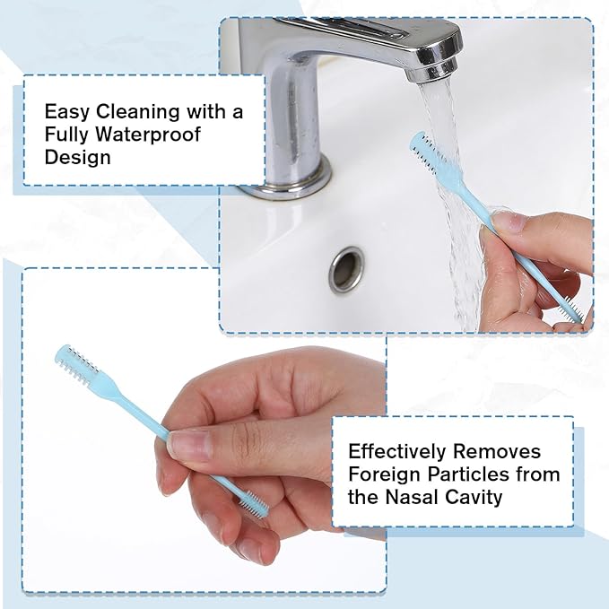 8 Pcs Nasal Hair Cutter 360° Rotating Nose Hairs Remover Tool Double Sided Nose Hair Trimmer Portable 2-in-1 Nasal Cutter Sticks Noses Knife with Soft Cleaning Brush for Home Travel Essentials