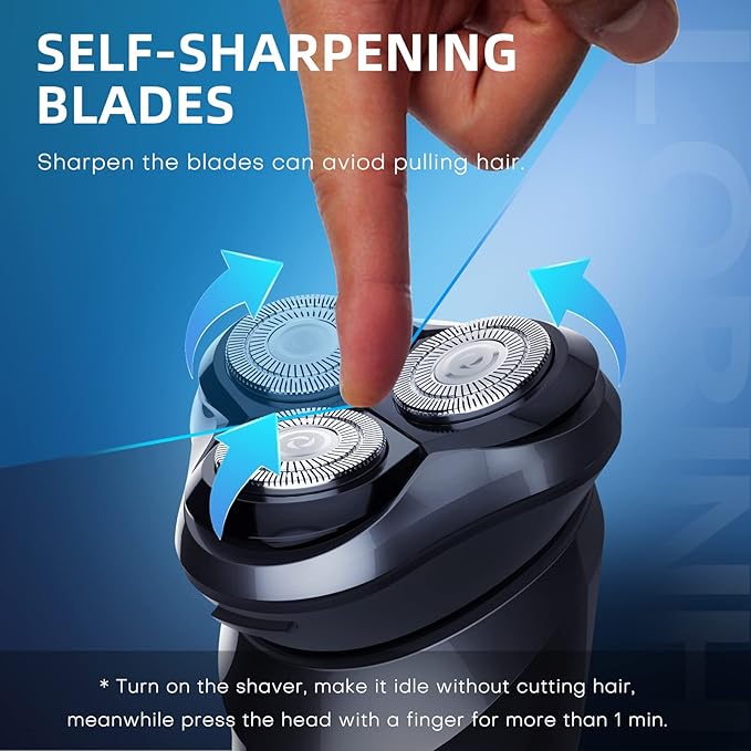 Electric Razor for Men, 3D Rechargeable Waterproof IPX7 Electric Shaver for Men Wet & Dry, Cordless Rotary Razor with Beard Pop-up Trimmer, 1 Hour Fast Charging, 4D Floating Head
