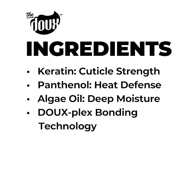 The Doux JUST GLAZE Silkening Blowout Primer – Anti-Frizz Heat Protectant for Hair with Keratin & Panthenol – Humidity Blocker for Blowouts & Silk Presses – Lightweight Formula, 4 oz