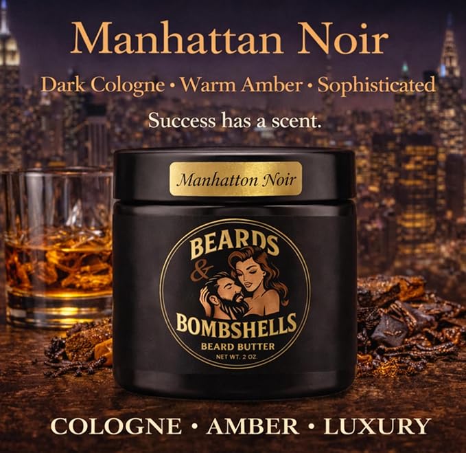 Beards & Bombshells Hydrating Beard Butter, Light Whipped, Non-Greasy, Softens Hair, Tames Frizz, Adds Light Shape (Manhatton Noir)