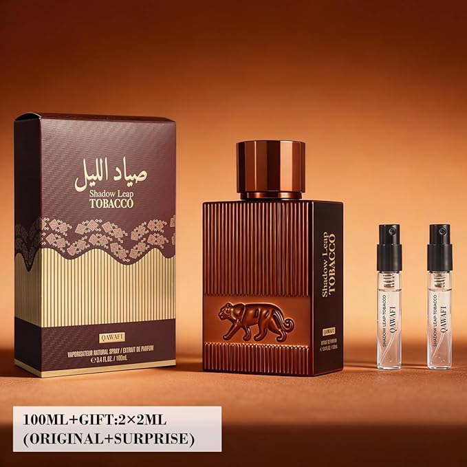 Shadow Leap - Tobacco Eau De Parfum Inspired by Tobacco, Long-Lasting Honey Amber Tobacco Perfume for Men & Women, Vegan, Paraben-Free, Unisex - 100ml | 3.4 fl. oz + 2ml Samples