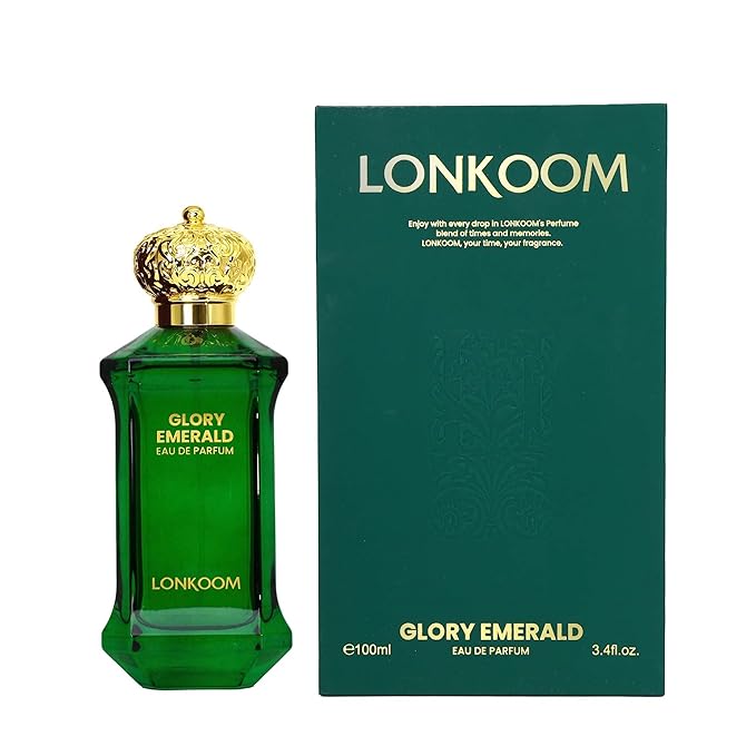 Lonkoom Glory Emerald Perfume for Women Men, 3.4 Fl Oz/100ml Eau De Parfum Spray Unisex Long-Lasting Fragrance, Fruity Notes of Citrus Lemon Cattail Patchouli Amber Rose Sandalwood Seaweed Sedge
