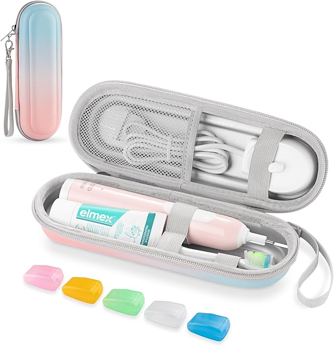 Toothbrush Travel Case for Oral B/Oral-B Pro 1000 1500 5000 7000 & Philips Sonicare 4100 1100 5300 5100 6100/iO Electric Toothbrush, Hard Protective Storage Bag (Gradient case with toothbrush cap)