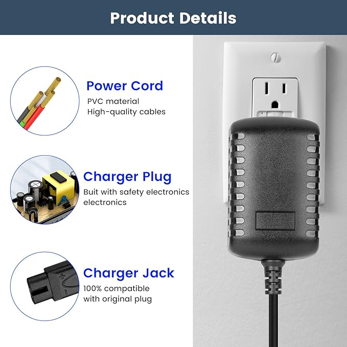 Charger for Andis ProFoil Lithium TS-1 & TS-2 Shaver for Andis17150 17155 17165 17170 17195 17200 17205 17220 Shaver Quick Recharge,UL Listed