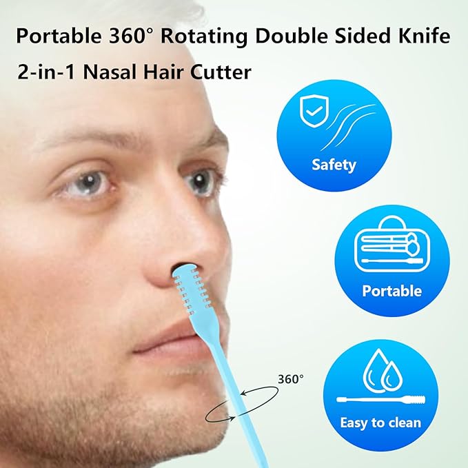6PCS Nose Hair Cutter, 2-in-1 Nose Hair Trimmer,Portable 360° Rotating Manual Nose Hair Trimmer for Men and Women