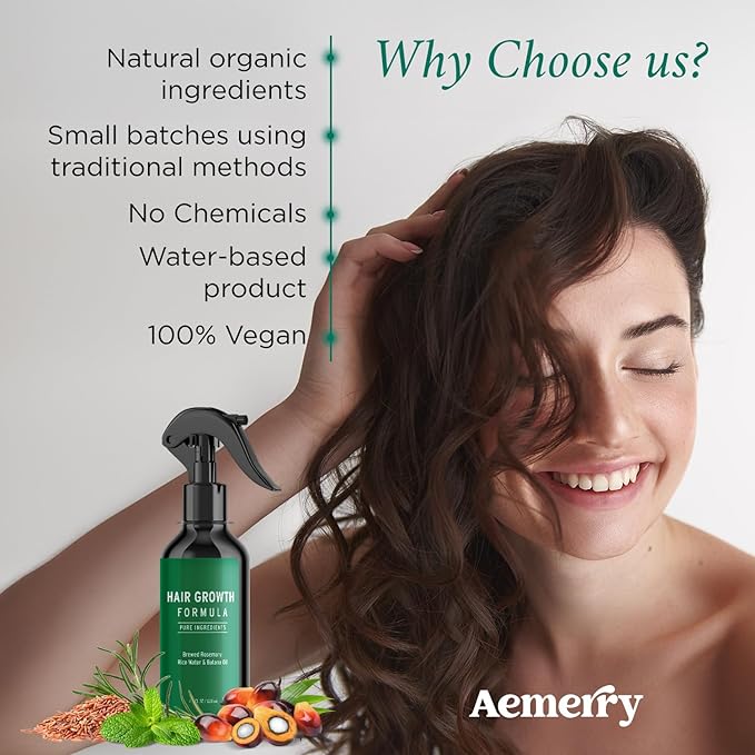 Rosemary Water Spray for Hair Growth, Rosemary Hair Growth Scalp Spray With Rice Water & Batana Oil, Biotin, Citrus Peel and Mint to Strengthen Strands and Promote Hair, 4.2 fl oz