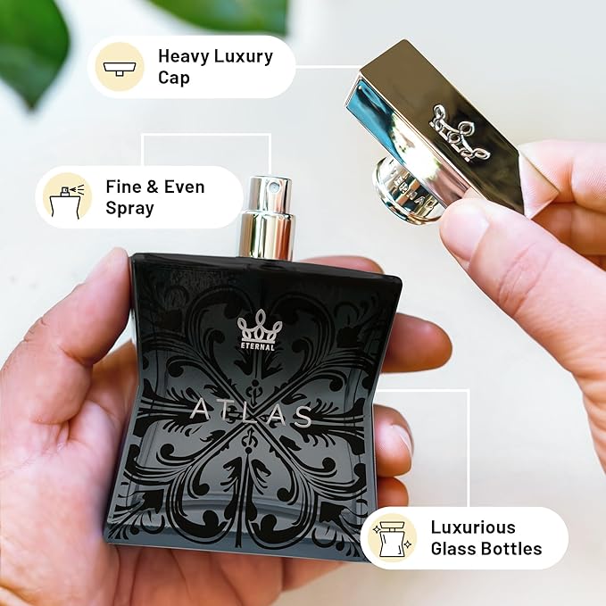 Eternal Atlas - Inspired by Iconic Men's Cologne - 3.4 oz (100ml) - Eau de Parfum - Long-lasting - Vegan - Clean Ingredients - Cologne for Men - 2000 sprays per bottle