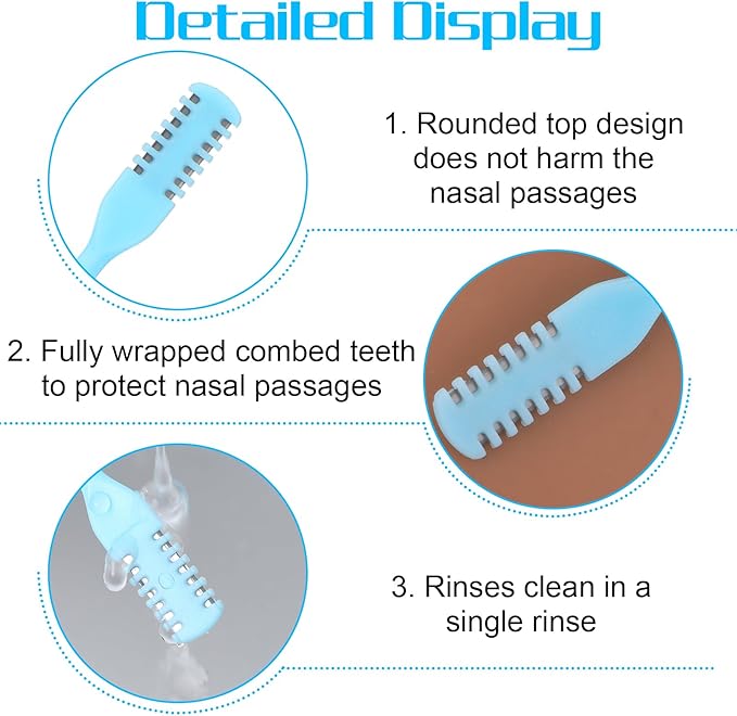 2-in-1 Nasal Hair Cutter Double Sided Nose Hair Knife Nose Hairs Trimmer 12PCS Portable Nostril Hairs Remover Tool 360° Rotating Manual Nosehair Blade for Women Men Personal Cleaning with Case