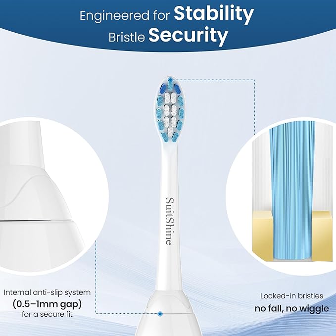 Replacement Toothbrush Heads Compatible with Philips Sonicare and More Click-on Handles 8 Pack White