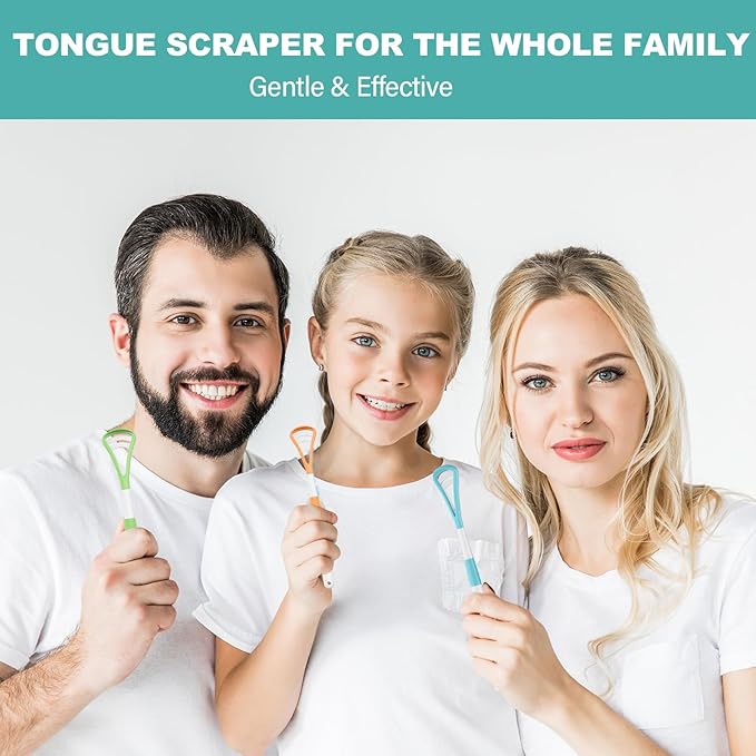 RONAVO Tongue Scraper (8pcs), Brushing and Scraping for Oral Care, 100% BPA Free Tongue Cleaner with Travel Carry Case for Family, Adults, Kids, Reduce Bad Breath for Oral Hygiene