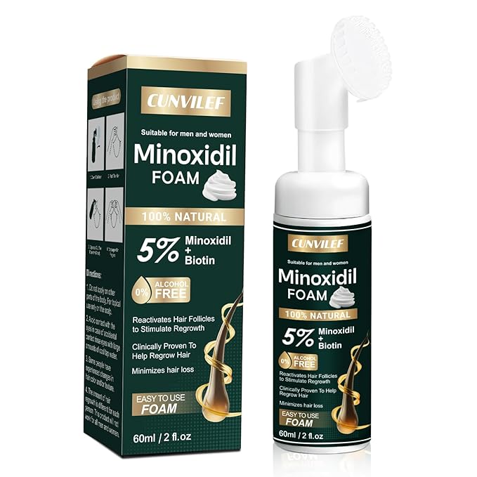 5% Minoxidil Foam for Men and Women Hair Growth, Slows Hair Loss and Promotes Hair Regrowth Treatment for Women and Men, Thicker Hair(2.11oz Pack of 1)