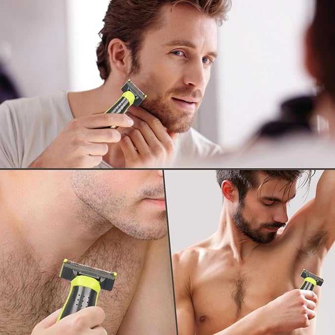 Beard Trimmer for Men, Rechargeable Face & Body Hair Trimmer, Washable Mens Electric Razors for Shaving Face, Beard, Mustache Trimmer, Double Sided Tooth Razors for Teen Boys