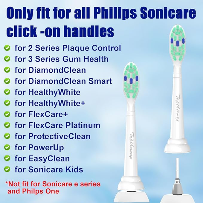 Toptheway Toothbrush Replacement Heads Compatible with Philips Sonicare ProtectiveClean DiamondClean C2 C1 G2 W 4100 5100 5300 Plaque Control, 6 Pack