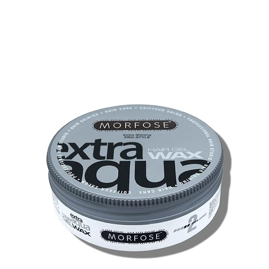 Morfose Extra Aqua Hair Gel Wax with Shiny and Flexible Level 2 Hold, Manage Flyaways, Braids, and Curls, Professional Hair Styling for Women and Men, Chewing Gum Scent, 5.92 fl. oz