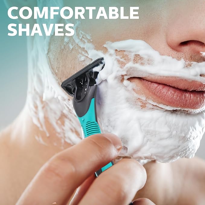 100 Pcs Men's Disposable Razors Bulk 3 Blade Men Razors for Head Sensitive Skin Comfortable Shave