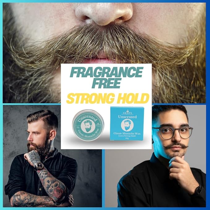 G.B.S Strong Hold Scent Variety Mustache Wax, Easy Application, Restyleable, long lasting hold with Styling Comb (1.7 oz) (3 Pack, Sandalwood, Sweet Tobacco, Unscented)