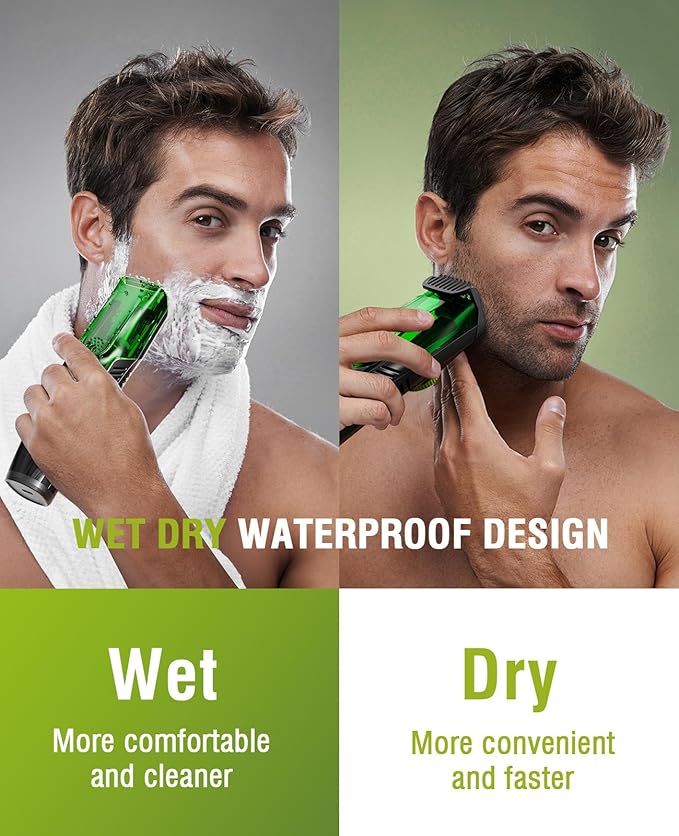 SHPAVVER Beard Trimmer for Men: Vacuum Mustache Trimmer for Less Mess -IPX7 Waterproof- Rechargeable Electric Beard Cutting Kit with Adjustable Length Comb for Sideburns/Stubble-Christmas Gift